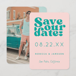 Retro Rosa i unionen och Teal Bröllop spara datum Inbjudningar