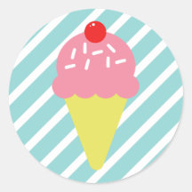 Retro Rosa Ice Cream Cone med Blue Rand