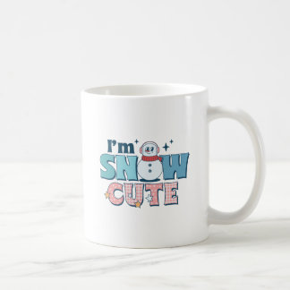 Retro Rosa Jag är Snö Cute Winter Snögubbe Kaffemugg