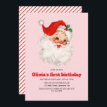 Retro Rosa julfödelsedag Inbjudningar<br><div class="desc">Retro rosa jultomtens födelsedagsinbjudan.</div>