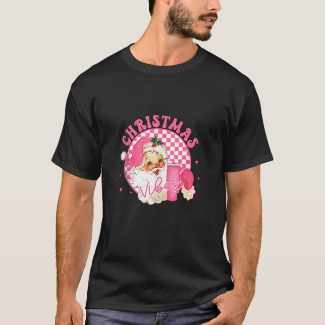 Retro Rosa Jultomten jul Vibes Trendig Sant T Shirt (Framsida)