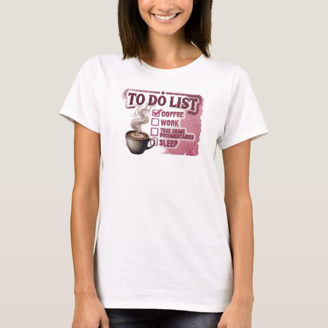Retro Rosa KAFFE ARBETE SANN KRIMINALITET Stilfull T Shirt (Framsida)