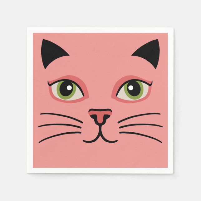 Retro Rosa Katt Pappersservett (Framsidan)