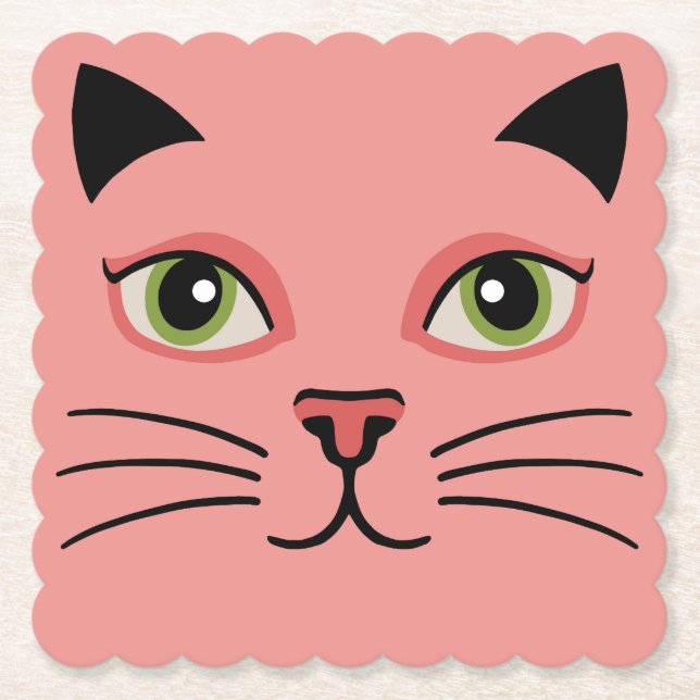 Retro Rosa Katt Underlägg Papper (Framsida)