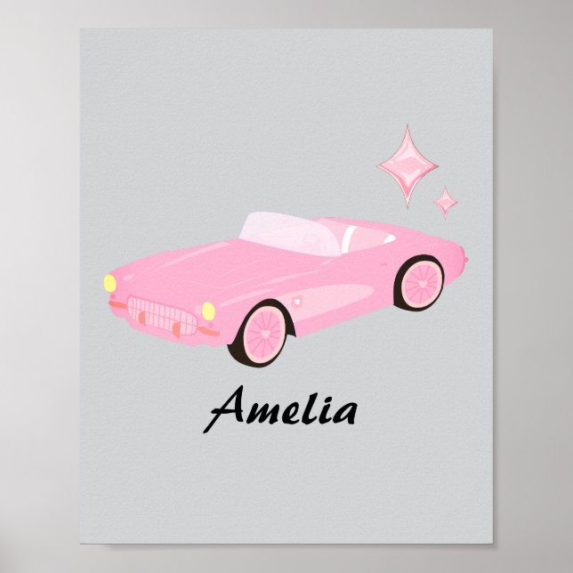 Retro Rosa, konvertibel, underordnad Namn Poster (Framsidan)