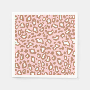 Retro Rosa Leopard Djurtryck Flicka Servetter