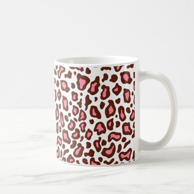 Retro Rosa Leopard Födelsedags Kaffemugg Present (Höger)