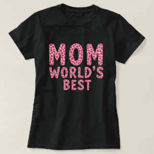 Retro Rosa Leopard ‘Världens Bästa Mamma’ Dam T-Sh T Shirt