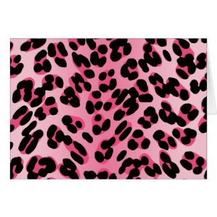 Retro rosa Leopardtryck Hälsningskort