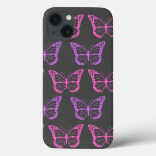 Retro Rosa Lila Blommigt Butterfly Girl Mönster