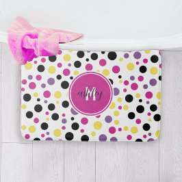 Retro Rosa Lila Monogram Polka dots Badrumsmatta