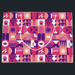 Retro Rosa Lila Vin Bauhaus Mönster<br><div class="desc">Retro Rosa Lila Vin Bauhaus Mönster Vin Gift Bag har en vintage vin mönster i rosa,  lila och vitt. Perfekt för födelsedagar,  firande,  tack för presenter,  Mors dag,  jul och helgdag. Skapat av Evco Helgdagars www.zazzle.com/store/evcoholidays</div>