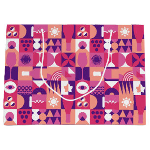 Retro Rosa Lila Vin Bauhaus Mönster