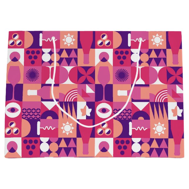 Retro Rosa Lila Vin Bauhaus Mönster (Framsidan)