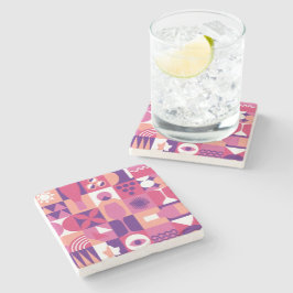 Retro Rosa Lila Vin Bauhaus Mönster Stenunderlägg