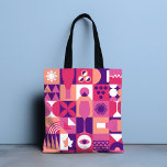 Retro Rosa Lila Vin Bauhaus Mönster Tygkasse<br><div class="desc">Retro Rosa Lila Vin Bauhaus Mönster Tote bags har en mönster i vintage vin i rosa,  lila och vitt. Perfekt för vin älskare för födelsedagar,  firande,  tack för gåvor,  personal,  julklappar och helgdag. Skapat av Evco Studio www.zazzle.com/store/evcostudio</div>