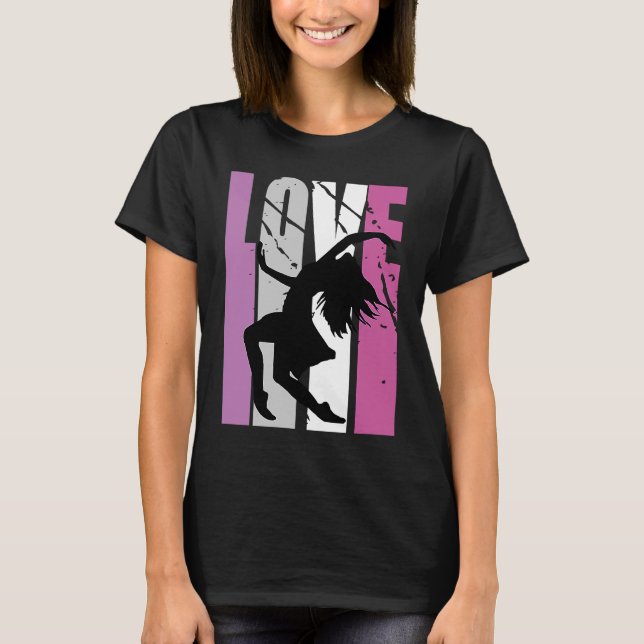 Retro Rosa Live Kärlek Dance Coach Womens Birthday T Shirt (Framsida)