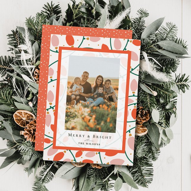 Retro Rosa Ljus-fotokort för -Helgdag Inbjudningar (Skapare uppladdad)