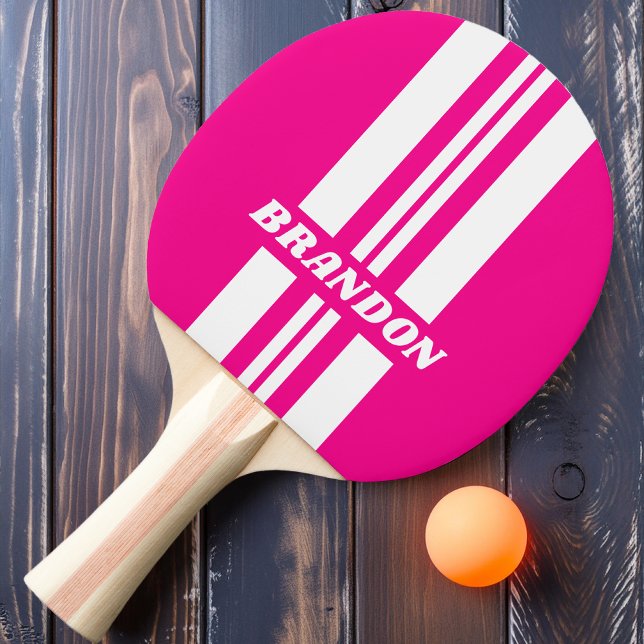 Retro Rosa Lollipop Dubbel Rallyrand med Namn Pingisracket (Skapare uppladdad)