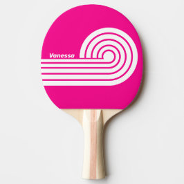 Retro Rosa Lollipop Lockiga Ränder med Namn Pingisracket
