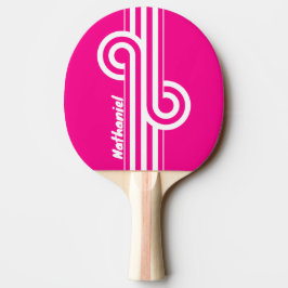 Retro Rosa Lollipop Randig Slinga med Namn Pingisracket