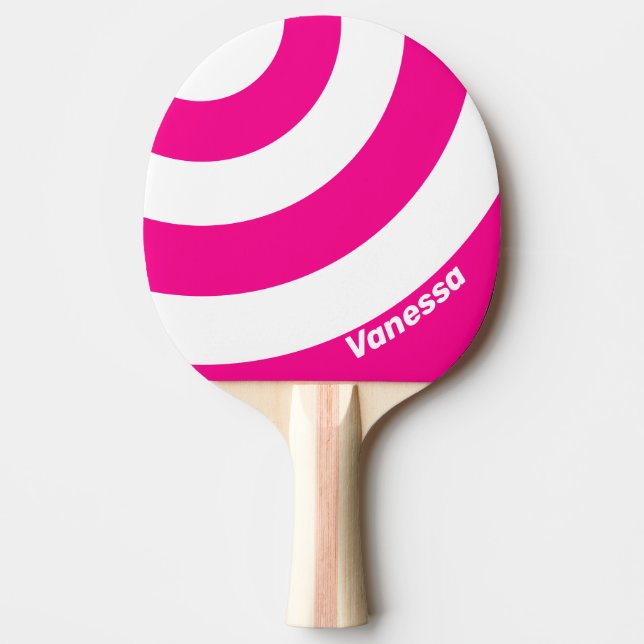 Retro Rosa Lollipop Tre Cirkel Rand med Namn Pingisracket (Framsidan)