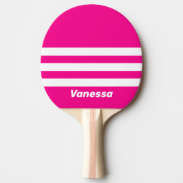 Retro Rosa Lollipop Tre i rad-ränder med namn Pingisracket