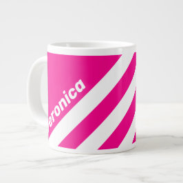 Retro Rosa Lollipop Tre Ränder med Namn Jumbo Mugg