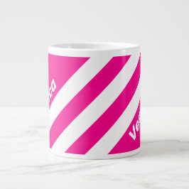 Retro Rosa Lollipop Tre Ränder med Namn Jumbo Mugg
