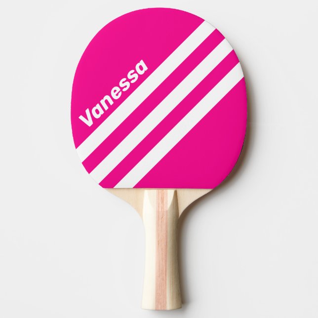 Retro Rosa Lollipop Trehörnig Rand med Namn Pingisracket (Framsidan)