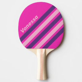 Retro Rosa Luft Vinklad Rand med Namn Pingisracket