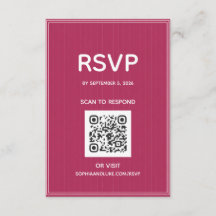 Retro Rosa Magenta Randigt QR-kod Bröllop RSVP