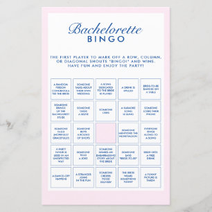 Retro Rosa & Marinblå Sällskaps-Bingo för Möhippan