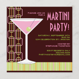Retro rosa Martini cocktailpartyinbjudan Inbjudningar