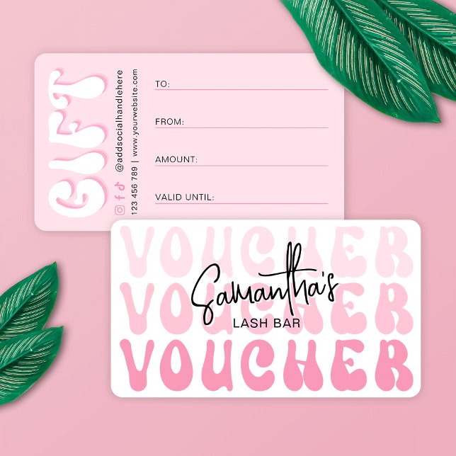 Retro Rosa Modern Beauty Pub Lash Salon Gift Card Visitkort (Skapare uppladdad)