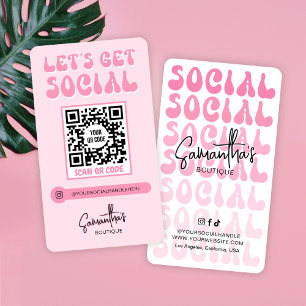 Retro Rosa Modern Logo Sociala Medier QR-kod Visitkort