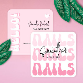 Retro Rosa Modern Nail Artist Salon Manicuant Fyrkantigt Visitkort