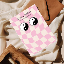 Retro Rosa Mönster Groovy Vintage Stud Earring Visitkort