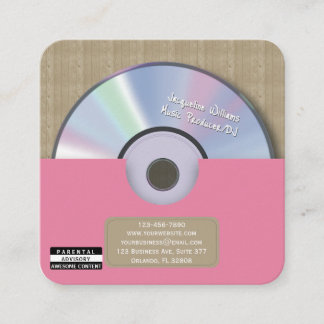 Retro Rosa Musikproducent CD DJ Fyrkantigt Visitkort