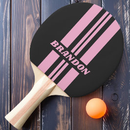 Retro Rosa Natt Dubbel Rallyrand med Namn Pingisracket