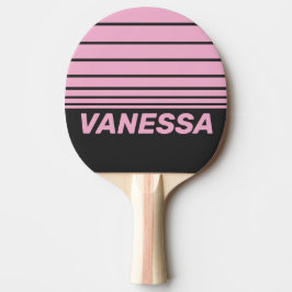 Retro Rosa Natt Horisont Randig med Namn Pingisracket