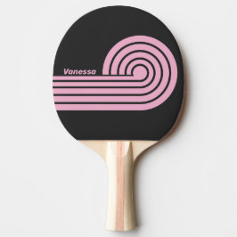 Retro Rosa Natt Lockiga Ränder med Namn Pingisracket