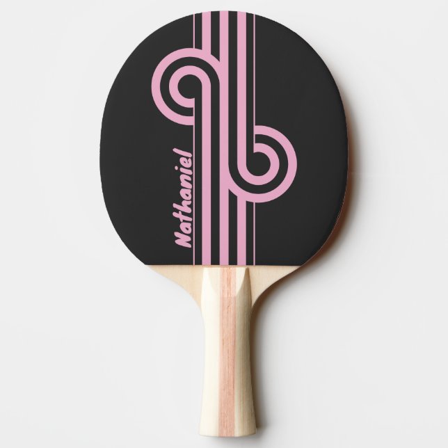 Retro Rosa Natt Randig Slinga med Namn Pingisracket (Baksidan)