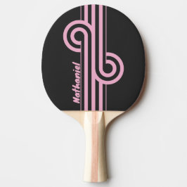 Retro Rosa Natt Randig Slinga med Namn Pingisracket