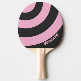 Retro Rosa Natt Tre Cirklar Randig med Namn Pingisracket