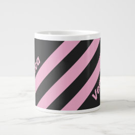 Retro Rosa Natt Tre Ränder med Namn Jumbo Mugg