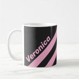 Retro Rosa Natt Tre Ränder med Namn Kaffemugg