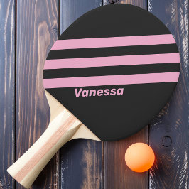 Retro Rosa Natt Tre Ränder med Namn Pingisracket