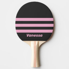 Retro Rosa Natt Tre Tvärgående Ränder med Namn Pingisracket