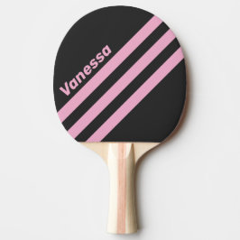 Retro Rosa Natt Trevinklad Randig med Namn Pingisracket